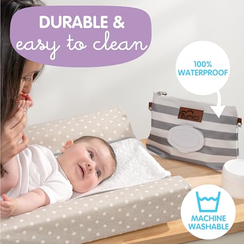 Bumco Diaper Clutch Bag with Refillable Wipes Dispenser - Water Resistant, Lightweight Diaper Pouch with on the go Wipes Dispenser, Portable Baby Wipe Dispenser, (Pink Stripes)