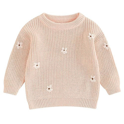 Mubineo Baby Girl Winter Clothes Cute Flower Sweater Crewneck Pullover Long Sleeve Knit Newborn Infant Sweaters