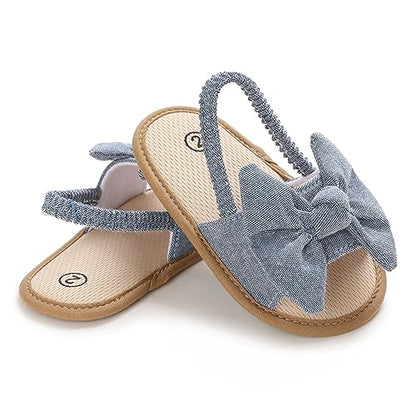 Baby Girls Bow Knot Sandals Flat Non-Slip Patchwork Princess Shoes Infant First Walking Slipper Shoes Beach Sandals