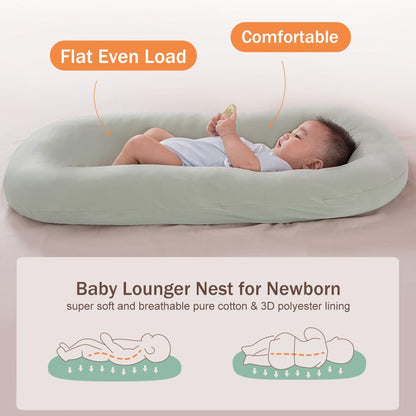 Baby Lounge Pillow for Newborn 0-24 Months, Newborn Lounger Nest Sleeping for Baby in Bed, Infants Lounger for Boys & Girls (Pink, 29.5*19.3in)