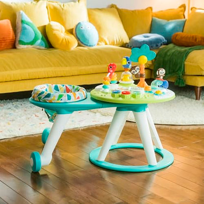 Bright Starts Around We Go 2-in-1 Baby Walker, Discovery Activity Center and Table, Tropic Coral, Ages 6 Months+