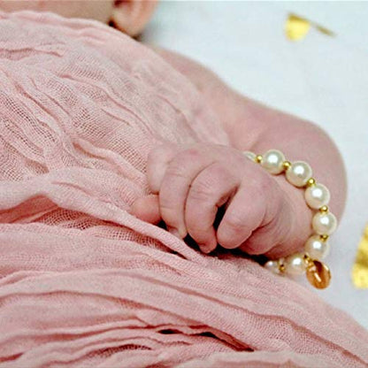 Baby Girls Monogrammed Pearl Gold Stretch Bracelet