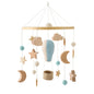 Baby Crib Mobile for Boys Girls, Wooden Boho Nursery Mobile Hot Air Balloon Stars Moon Space Bed Bell Hanging Toys Pendant Wind Chimes Decorations, Blue