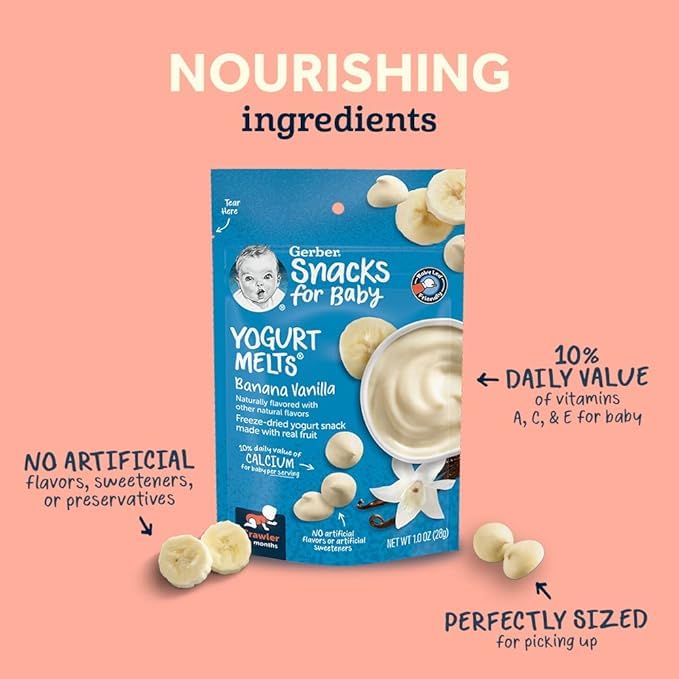 Gerber Baby Snacks Yogurt Melts, Strawberry, 1 Ounce (Pack of 7)