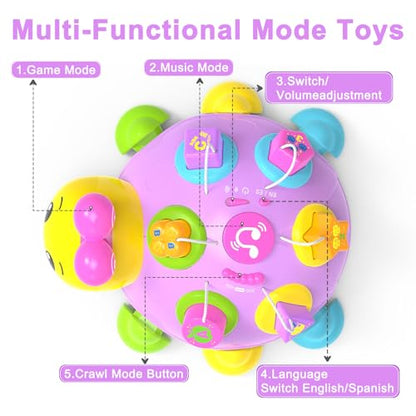 Baby Musical Ladybug Crawling Toys,Baby Toy 6-12 Months with Light-up Music, Early Educational Learning Montessori Toy, Infant Gift Toys for 7 8 9 10 11 Months 1-2 Years Old Newborn Girls (Pink)