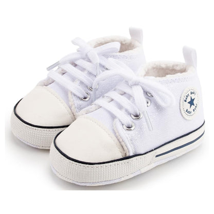 Unisex Baby Girls Boys Canvas High-top Shoes, Newborn Infant Anti-Slip Soft Sole Frist Walking Breathable Sneakers