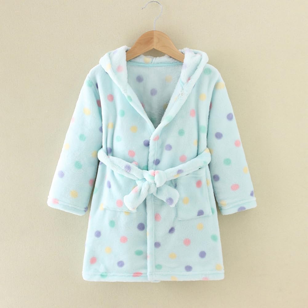YOLIA Boys Girls Robes Kids Hooded Sleepwear Soft Fleece Bathrobes Cute Housecoat Gowns