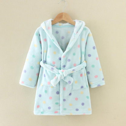 YOLIA Boys Girls Robes Kids Hooded Sleepwear Soft Fleece Bathrobes Cute Housecoat Gowns
