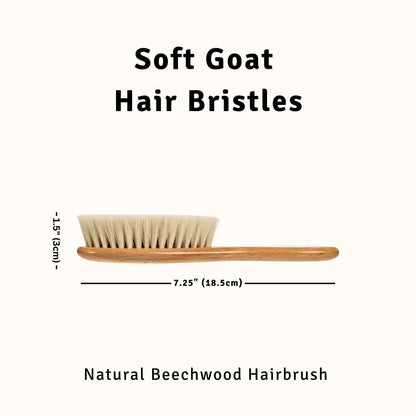 Baby Hair Brush with Soft Goat Bristles - Wooden Cradle Cap Brush for Newborns, Infants, Toddlers, and Kids - Gentle Scalp Grooming and Styling for Baby Girls and Boys (Sky)