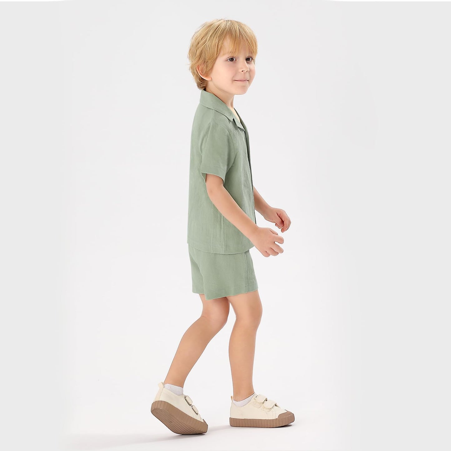 XMWEALTHY Toddler Baby Boy Summer Clothes Color Block Short Sleeve Button-down Shirt Tops + Cotton Pants Outfit Set