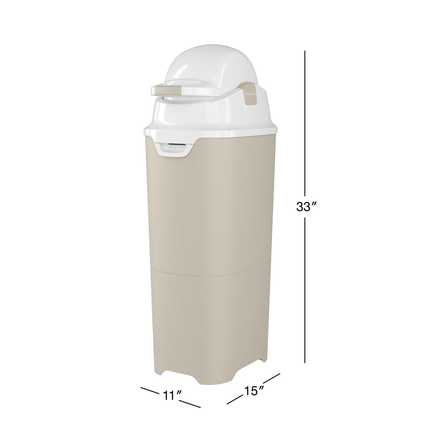 Foundations Tall Diaper Pail with Airtight Lid - Durable & Odorless Diaper Disposal, Large Capacity, Holds up to 60 Newborn Diapers, Refill with Any Bags - Gray