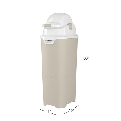 Foundations Tall Diaper Pail with Airtight Lid - Durable & Odorless Diaper Disposal, Large Capacity, Holds up to 60 Newborn Diapers, Refill with Any Bags - Gray