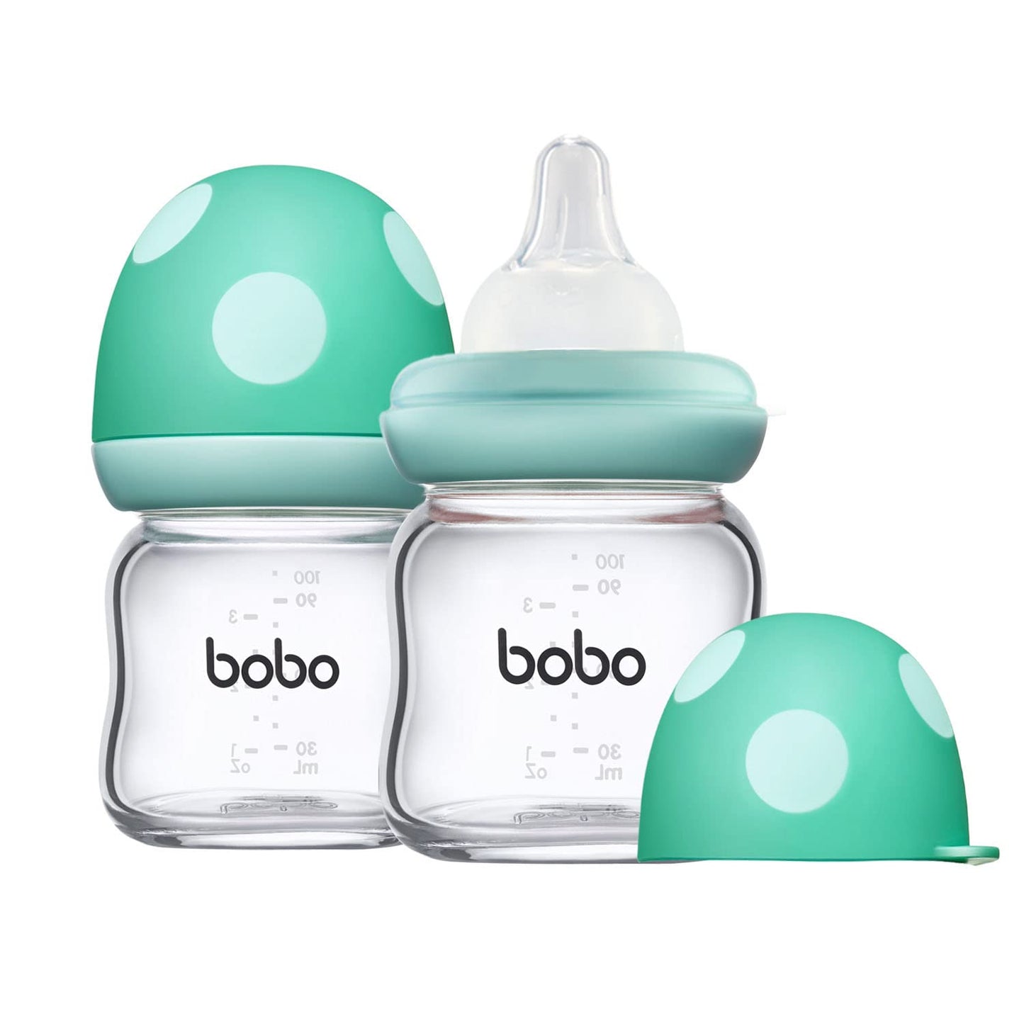 YOHKOH Natural Glass Baby Bottle with Natural Response Nipple, Newborn Anti-Colic Baby Bottles, Wide Neck Mushroom Cap Baby Bottle, Clear (8.8ounce (Pack of 4), Multicolour1)