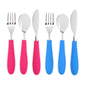 Elk and Friends Kids Silverware with Silicone Handle | Childrens Safe Flatware | Kids Utensils | Spoon + Fork + Knife set | 4 years+ | 6 Pieces