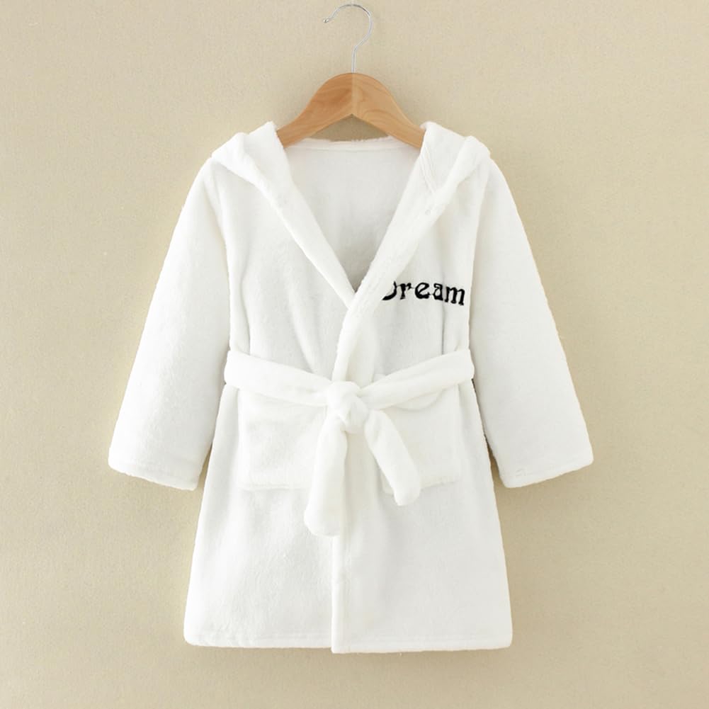YOLIA Boys Girls Robes Kids Hooded Sleepwear Soft Fleece Bathrobes Cute Housecoat Gowns