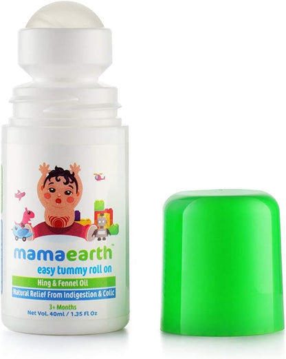 Mamaearth Easy Baby Tummy Roll On for Digestion & Colic Relief with Hing & Fennel | Natural Gas Relief Belly Rub for Delicate Skin of Babies | 40ml/1.35 Fl Oz
