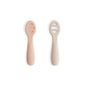 mushie Silicone First Feeding Baby Spoons | 2 Pack (Tradewinds/Shifting Sand)