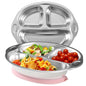Mrs. Chou® Stainless Steel Baby Suction Plates Divided Designed for Babies and Toddlers, Made of 100% Food-Grade Materials Ideal for Baby-Led Weaning BPA-Free Toddler Feeding Supplies Dishwasher Safe