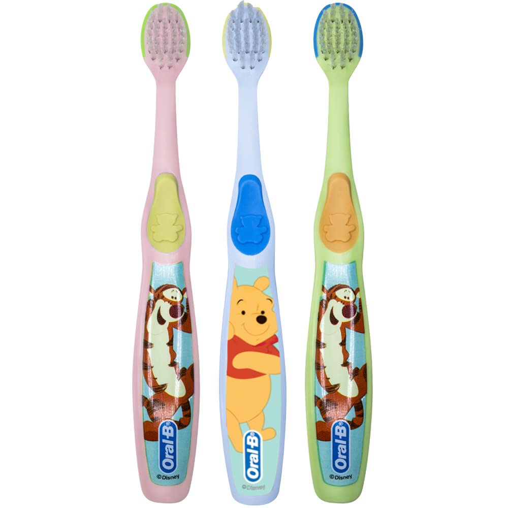 Oral-B Baby Manual Toothbrush, Pooh Characters, 0-3 Years Old, Extra Soft (Characters Vary) - Pack of 4