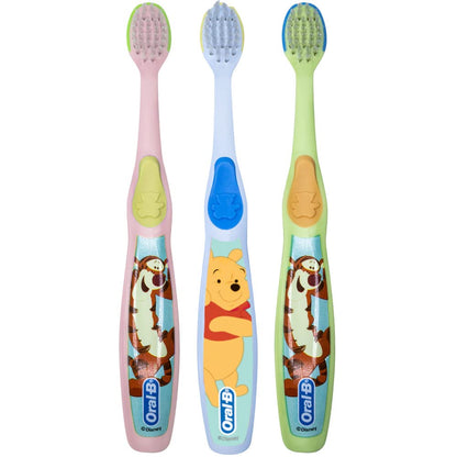 Oral-B Baby Manual Toothbrush, Pooh Characters, 0-3 Years Old, Extra Soft (Characters Vary) - Pack of 4