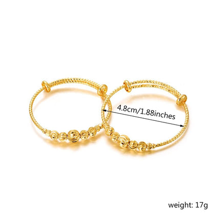 Ethlyn 2Pcs/Lot Kids Jewelry Gold Plated Adjustable Beads Bracelet Bangle Birthday Christmas Gifts for Girls 4years old