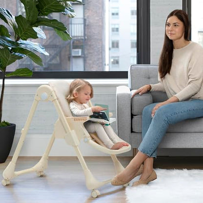 Delta Children Little Folks 2-in-1 SlimFold High Chair for Babies and Toddlers, Sage Green