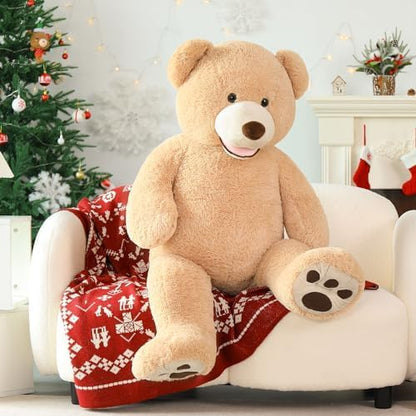 MorisMos Smile Giant Teddy Bear, 51inch Large Stuffed Bears with Big Footprints, Big Stuffed Animals Cuddly Plush Gifts for Girlfriends, Boyfriend, Dark Brown