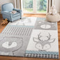 SAFAVIEH Carousel Kids Collection Area Rug - 5'3" Round, Grey & Ivory, Animal Design, Non-Shedding & Easy Care, Ideal for High Traffic Areas for Boys & Girls in Playroom, Nursery, Bedroom (CRK188B)