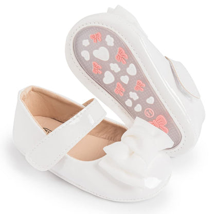 HsdsBebe Infant Baby Girls Mary Jane Flats Bow Non-Slip Soft Sole Princess Toddler First Walkers Sneaker Wedding Dress Shoes
