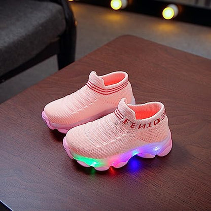 Toddler Light Up Sock Shoes Kids Boys Girls Mesh Flashing Breathable Sneakers Soft Sport Walking Running Shoes