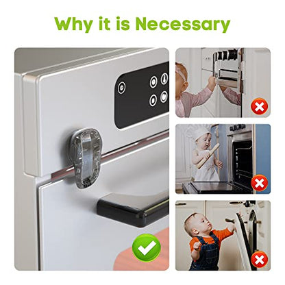 SAFELON 1 Pcs Baby Safety Oven Door Lock, Double Button Oven Lock for Kitchen Safety (Black)