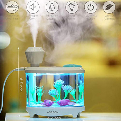 Portable Mini Humidifier, 460ml Cool Mist Small Humidifier, USB Quiet Operation Desktop Humidifiers for Baby Bedroom Travel Office Home, 2 Mist Modes (White)