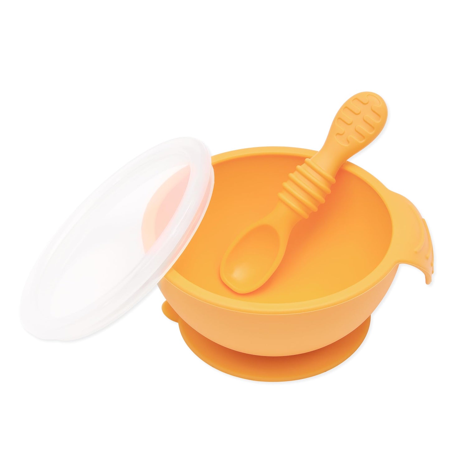 Bumkins Baby Bowls, Disney Minnie Mouse Silicone Baby Feeding Set, Suction Bowls for Baby and Toddler with Spoon, First Feeding Set, Platinum Silicone Bowl for Babies 4 Months
