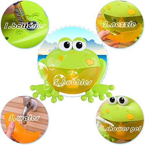 Bear Bubble Maker for Bath, Foam Blower Bubbling Making Machine, Nursery Rhyme Musical Bathtub Toy for Baby Kids Happy Bath