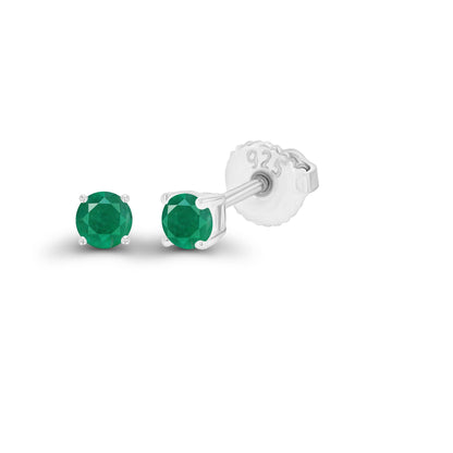 14K Gold Plated 925 Sterling Silver Hypoallergenic 3mm Round Genuine Birthstone Solitaire Screwback Stud Earrings