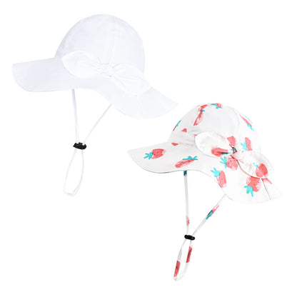Baby Girl Sun Hat with UPF 50+ Outdoor Adjustable Beach Hat with Wide Brim Bucket Hats