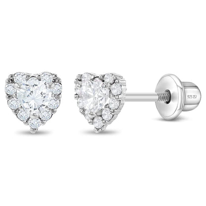 925 Sterling Silver 5mm Multi Cubic Zirconia Diva Heart-Shaped Earrings for Toddlers, Young Girls, and Teens - Brilliant CZ Earrings for Heart-Loving Girls - Adorable and Eye-Catching Jewelry