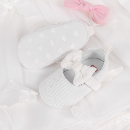 Meckior Newborn Baby Girls Dress Shoes Infant Bowknot Soft Sole Mary Jane Moccasins Baptism Christening Crib Shoes Wedding Princess Flats