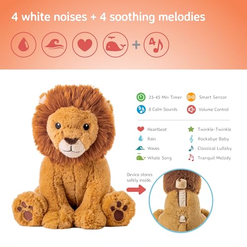 Cloud b Sound Machine with White Noise Soothing Sounds | Cuddly Stuffed Animal & Nomadic Nightlight | Record Parent Voice | Adjustable Settings & Auto-Shutoff | LoveLight™ Buddies - Drake The Dragon™