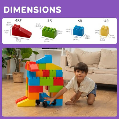 Giant Plastic Blocks Jumbo, Big Blocks, Jumbo Blocks, Big Building Blocks Jumbo, Giant Blocks, Huge Blocks, Jumbo Building Blocks, 86 Pieces Large Blocks for Kids Ages 1 to 8 86 pcs blocks with wheels