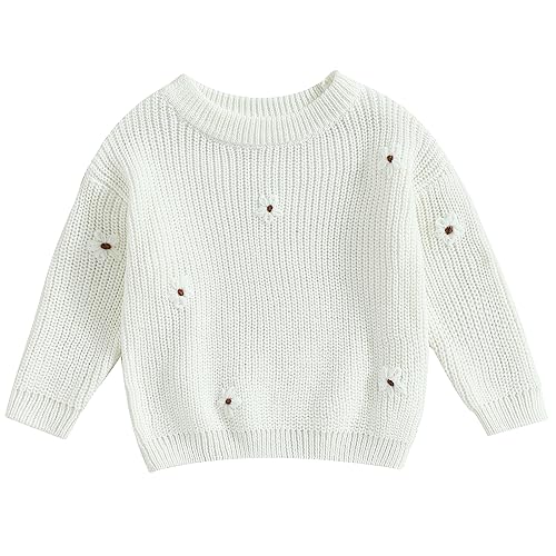 Mubineo Baby Girl Winter Clothes Cute Flower Sweater Crewneck Pullover Long Sleeve Knit Newborn Infant Sweaters