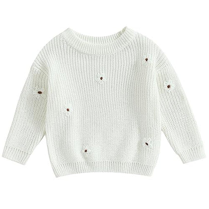 Mubineo Baby Girl Winter Clothes Cute Flower Sweater Crewneck Pullover Long Sleeve Knit Newborn Infant Sweaters