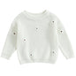 Mubineo Baby Girl Winter Clothes Cute Flower Sweater Crewneck Pullover Long Sleeve Knit Newborn Infant Sweaters