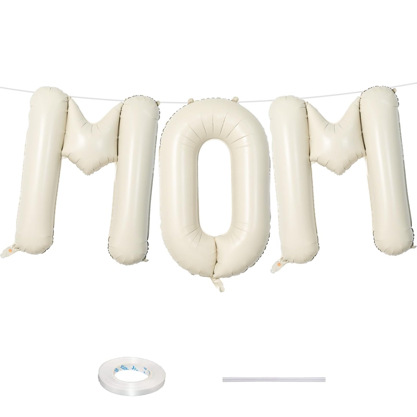 40 Inch Beige OH BABY Balloon for Baby Shower, Large Cream White Oh Baby Balloons Letters with Ribbon, Neutral Ivory Alphabet Oh Baby Balloon Banner Sign for Gender Reveal Backdrop Party Decorations