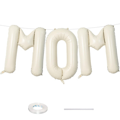 40 Inch Beige OH BABY Balloon for Baby Shower, Large Cream White Oh Baby Balloons Letters with Ribbon, Neutral Ivory Alphabet Oh Baby Balloon Banner Sign for Gender Reveal Backdrop Party Decorations