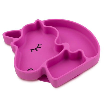 Bumkins Disney Toddler and Baby Suction Plate, Silicone Grip Dish, Baby Led Weaning, Kids Feeding Supplies, Non Skid Sticky Bottom, Platinum Silicone, for Children Ages 6 Months Up, Minnie Mouse