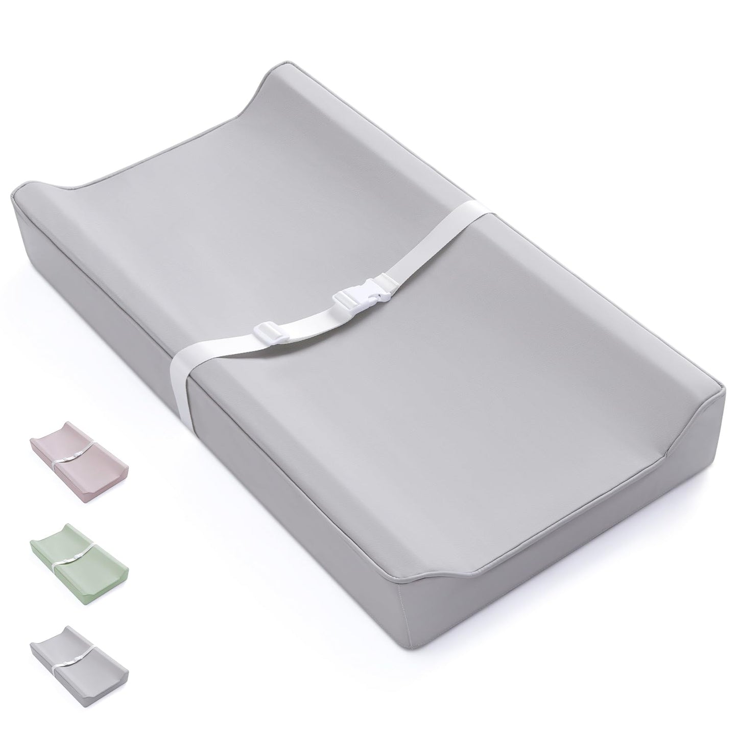 Blissful Diary Vegan Leather Baby Changing Pad with Waterproof & Wipe-Clean PU Cover, Standard Size Cozy Diaper Changing Pad for Dresser and Table, Taupe