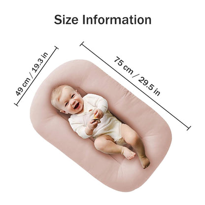 Baby Lounge Pillow for Newborn 0-24 Months, Newborn Lounger Nest Sleeping for Baby in Bed, Infants Lounger for Boys & Girls (Pink, 29.5*19.3in)