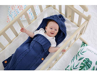 XMWEALTHY Newborn Baby Wrap Swaddle Blanket Knit Sleeping Bag Receiving Blankets Stroller Wrap for Baby(Dark Gray) (0-6 Month)