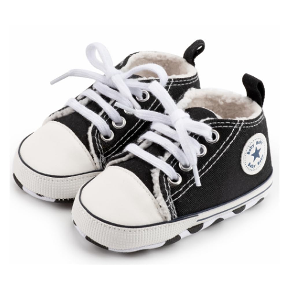 Unisex Baby Girls Boys Canvas High-top Shoes, Newborn Infant Anti-Slip Soft Sole Frist Walking Breathable Sneakers
